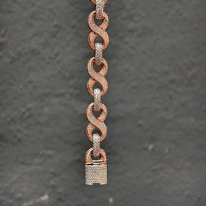 Bracelet à maillons en moissanite plaqué or rose S925, taille brillant rond, sertissage pavé, luxe pour usage quotidien - Product Image 6