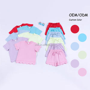 Completo Estivo Boutique per Bambine: Top e Shorts, Set Due Pezzi Personalizzato per Yoga, Outfit con Orlo Smerlato per Bambine - Product Image 2