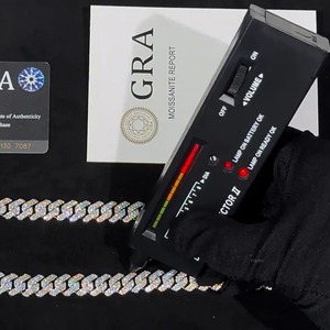 Export Quality 925 Silver Moissanite Cuban Link Chain Iced Out Hip Hop <b>Necklace</b> <b>for</b> <b>Men</b> Women Premium Available At Reasonable - Product Image 1