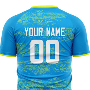 เสื้อเจอร์ซีย์กีฬาคอกลมแขนสั้นสีน้ำเงินแบบกำหนดเองพร้อมชื่อทีม ขายส่ง OEM เสื้อเจอร์ซีย์อเมริกันฟุตบอลสำหรับผู้ใหญ่ |   สั้น 100% - Product Image 5