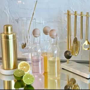 Juego de herramientas de barra de latón dorado brillante, juego de café y vino, artesanía hecha a mano para decoración de mostrador de hotel de lujo, artículo con soporte de madera - Product Image 3