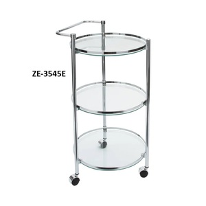 Chariot de présentation roulant en métal fait main de qualité supérieure avec finition dorée de luxe, étagères multi-niveaux et design contemporain pour articles haut de gamme - Product Image 1