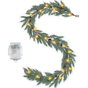 Artgar Ghirlanda Natalizia Realistica in Pino da 1,8 m Preilluminata con 30 Luci Calde e 8 Modalità per Decorazioni Festive - Product Image 1