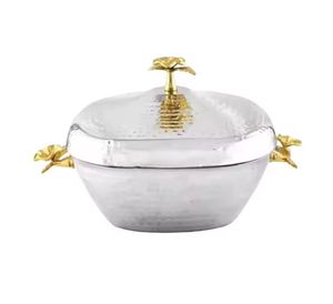 Chauffe-plats en aluminium finition bronze premium, casseroles design à pilier finition chrome poli pour la restauration hôtelière - Product Image 5