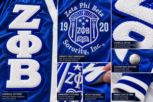 Chaqueta Bomber de Invierno Zeta Phi Beta con Patrón de Letras, Cierre de Botones de Cuerno Impermeable - Marca Personalizada - Product Image 5