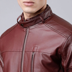 2026 Custom High Street Style Stand Collar Varsity Leather Jacket OEM Service New Condition Wholesale Price Hooded Front <b>Men</b> - Product Image 6