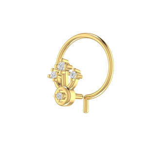 AJRETAIL Piercing de nez pour femme, design ethnique fleur royale en or 14 carats avec diamant naturel 0,02 ct - Product Image 4