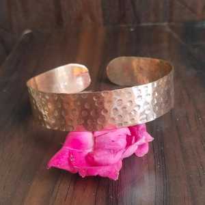 Belladec Handcrafted Hammered Red <b>Copper</b> Plated Wide Open <b>Bangle</b> Artisan Statement Jewelry Rustic Elegant Gift for Women - Product Image 1