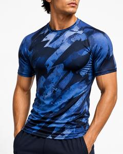 เสื้อแรชการ์ดแขนยาวสีน้ำเงินสำหรับผู้ชาย พิมพ์ลายแบบซับลิเมชั่น แห้งเร็ว 180 กรัม โพลีเอสเตอร์ ป้องกันรังสียูวี เสื้อกีฬาไร้ตะเข็บ เป็นมิตรกับสิ่งแวดล้อม - Product Image 5