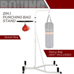 2-in-1 Adjustable Height Punching Bag <b>Stand</b> for Home Gym Heavy Bag with <b>Weighted</b> Base & Speed Bag Freestanding Made PU Leather - Product Image 4