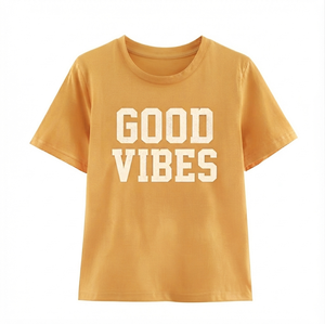 Camiseta de Verano para Mujer, Cuello Redondo, Estilo Urbano, Venta al Por Mayor, Servicio OEM, Tallas Grandes, Tejido de Punto, de la Mejor Calidad - Product Image 5