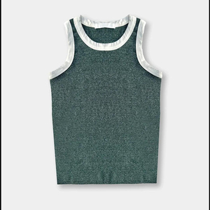 Breathable Summer Custom Logo Gym High Quality 100% Cotton White Tight Women's Ribbed Tassel Lace Knitted Tank <b>Top</b> - Product Image 4