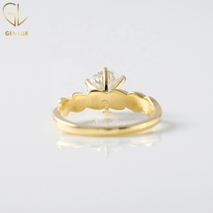 18k Gold <b>Ring</b>, Round Cut Moissanite <b>Diamond</b> <b>Ring</b>, Twisted Engagement <b>Ring</b>, Moissanite <b>Diamond</b> Promise <b>Ring</b>, Twisted Pave Band - Product Image 4
