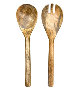 Ensemble de service à salade en bois de haute qualité avec cuillère et fourchette à long manche blanc laqué, ustensiles de cuisine, vaisselle, articles de table - Product Image 5