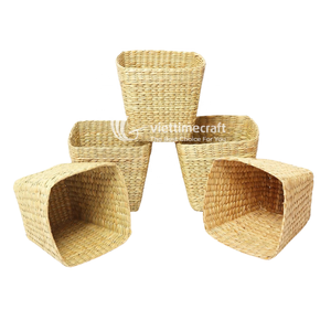 Cesta de Jacinto de Agua, Contenedor Cuadrado Tejido, Organizador Artesanal Ecológico para Estantes, Armarios y Decoración del Hogar - Product Image 3