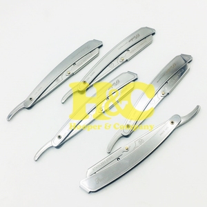 Navaja de Barbero Recta de Acero Inoxidable con Diseño Personalizado, Recubrimiento de Papel, Diseño Plegable, Logotipo Personalizable, Acabado Plateado - Product Image 4