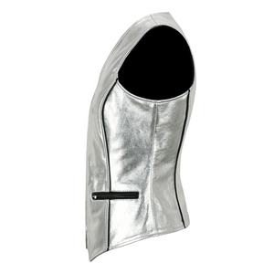 Gilet en cuir pour femme en peau d'agneau véritable, coupe ajustée - Product Image 4