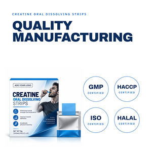 Tiras de Creatina Monohidrato de Disolución Oral, Veganas y Vegetarianas, 300 mg, Marca Privada, OEM, ODM, Certificación GMP y HACCP - Product Image 4