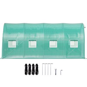 Serra a tunnel portatile 15 x 7 x 7 piedi con telai in acciaio zincato, 1 trave superiore e pali diagonali, con zip, per PP - Product Image 3