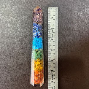 แท่งคริสตัลออร์กอน 7 จักระ ขนาด 7 นิ้ว สำหรับบำบัด พลังงานบำบัด หินอัญมณีขัดเงา รูปทรงโอเบลิสก์ สำหรับการทำสมาธิ ตกแต่งบ้านอย่างเป็นมิตรกับสิ่งแวดล้อม - Product Image 3