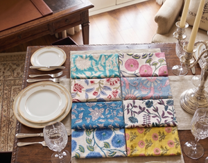 Handmade Block Printed Cotton Floral Eco-friendly American Style Customizable Disposable Dinner Cloth <b>Table</b> Napkin for Party - Product Image 6