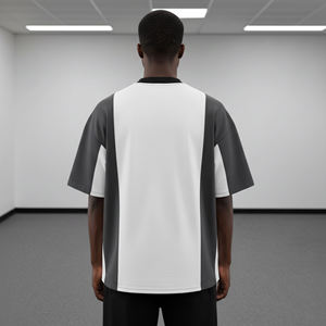 T-shirts pour hommes en coton tricoté 100% pour l'été, vêtements décontractés OEM/ODM, logo imprimé DTF personnalisé, coupe régulière bicolore, col rond, respirant - Product Image 6