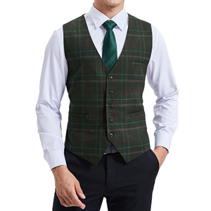 Chaleco formal de tartán a cuadros para hombre, ajuste slim, con hebilla ajustable en la espalda, diseño clásico para bodas y oficina. - Product Image 4