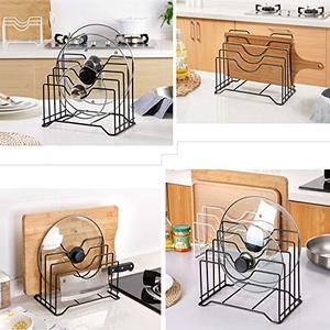 Étagère de rangement multi-niveaux pour cuisine, support pour casseroles, couvercles et ustensiles de cuisine, en métal, pour planches à découper - Product Image 5