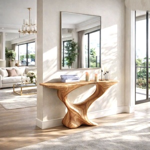 Table console en bois faite à la main, table console de luxe, design en bois courbé artistique pour l'entrée d'hôtel, le couloir, le salon, la décoration de la maison - Product Image 1