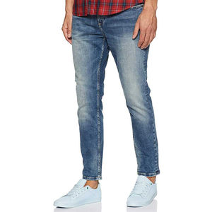 Service OEM – Jean décontracté pour homme de haute qualité, coupe droite, délavé, bleu, confortable, respirant, en denim, ajustement personnalisé - Product Image 1