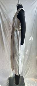 Combinaison pour femme en coton recyclé, col en V, style cache-cœur, sans manches, à rayures teintées, robe d'été décontractée pour le soir et le quotidien - Product Image 3