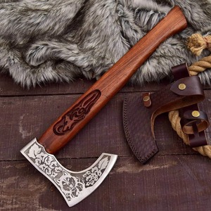 Hacha Tomahawk BA Enterprises Premium, Forjada a Mano en Acero con Alto Contenido de Carbono, Mango de Madera de Palisandro, Funda de Cuero, para Poda de Jardín - Product Image 2