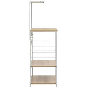 Armoire pour micro-ondes blanche et chêne clair 23,6"x15,6"x48,4" avec étagères et unités de rangement en bois d'ingénierie - Product Image 4