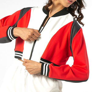 Chaquetas Varsity de Béisbol Cortas para Mujer con Cuerpo de Lana y Mangas de Cuero - Product Image 4