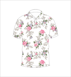 Polo con estampado floral de rosas rosas y blancas para hombre, camiseta de golf informal de manga corta a la moda de verano - Product Image 1