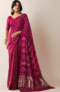 Sari Bandhani de Seda Pura de Lujo - Product Image 4