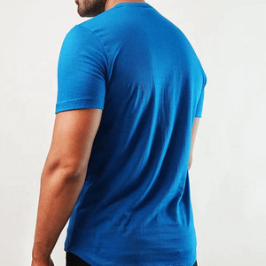 Camiseta de manga corta para hombre, color azul, tela de poliéster cómoda, cuello redondo con cierre de botones, camiseta informal clásica para hombre - Product Image 2