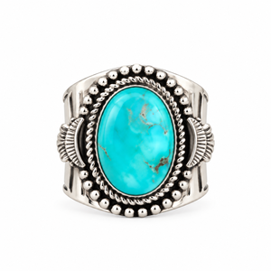 Anillo de Moda Ajustable de Estilo Bohemio Occidental con Turquesa de Mohave, Hecho a Mano, con Gran Racimo de Piedras Preciosas - Product Image 6