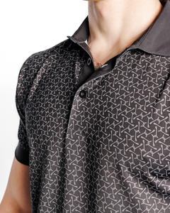 Men's Geometric Print for Shirt <b>Short</b> Sleeve Knitted Breathable Anti-Wrinkle <b>Smart</b> Casual <b>Black</b> with Logo on Front Broadcloth - Product Image 6