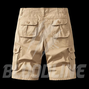 Shorts en coton uni pour homme, taille haute, fermeture boutonnée, style denim délavé, tissu respirant. - Product Image 3