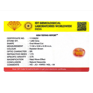Hessonita Natural de Corte Ovalado, Gema Suelta de 6.3 Quilates para Joyería Fina - Product Image 4