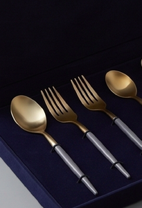 Premium <b>Grey</b> Handle Dinnerware Cutlery <b>set</b> With Stainless Steel Utensils For <b>Table</b> Serving Kitchen <b>Dining</b> And Party Occasions - Product Image 6