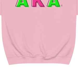   Sweat-shirt à col rond imprimé avec le blason de la sororité grecque, en polaire premium, vêtements de sororité grecque personnalisés, rose clair - Product Image 5