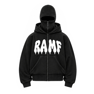 Sweat-shirt à capuche double balaclava Y2K pour homme, coupe ample, doublure unie, idéal pour l'hiver - Product Image 2