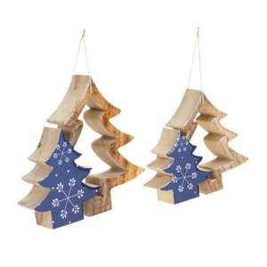 Wooden Christmas <b>Tree</b> <b>Ornament</b> Natural Wood Craft Eco-Friendly Decor NOUSHAD HANDICRAFTS Uttar Pradesh for Holiday Party Family - Product Image 2