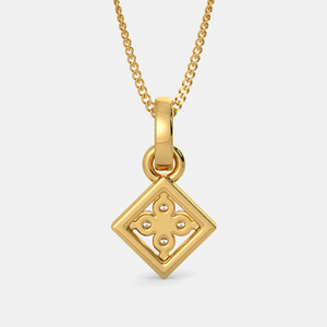 Collar con Colgante de Diamantes Cultivados en Laboratorio, Diseño Floral Geométrico en Oro Amarillo - Product Image 4