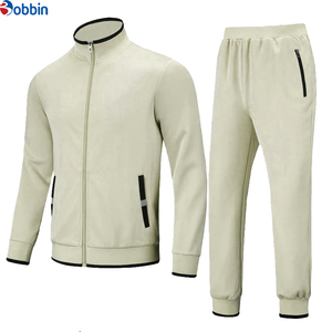 Bobbin Men's Light Blue Tracksuit Set Full Zipper Stand Collar Sporty <b>Jogging</b> <b>Suit</b> with Side Pockets Breathable Polyester Spring - Product Image 2