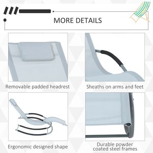 Grey <b>Zero</b> <b>Gravity</b> Rocker for Patio Reclined Relaxation With Detachable Pillow <b>Garden</b> <b>Chair</b> - Product Image 6