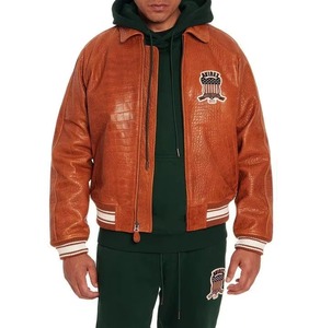 Chaqueta de Cuero Avirex para Hombre, Edición Especial, Chaqueta Bomber de Cuero con Cuello Alto, Chaqueta Avirex de Cuero para Hombre, Alta Venta - Product Image 3