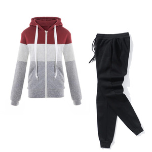 Women's Red Hooded <b>Sweatshirt</b> With <b>White</b> Drawstring And Stripe Sleeves Matching Black Joggers Casual Tracksuit Autumn Wear - Product Image 4